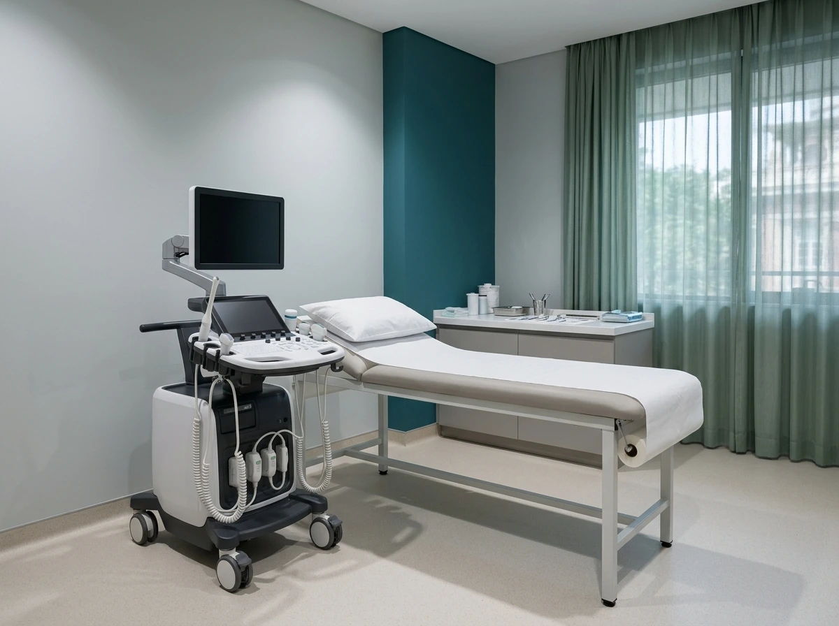 Ultrasound and diagnostics room at Yaal Fertility Centre, Madipakkam