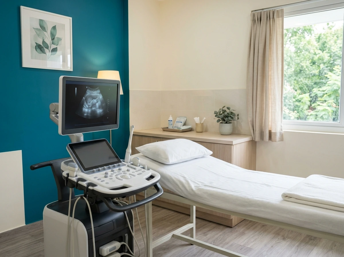 Ultrasound and diagnostics room at Yaal Fertility Centre, Mylapore