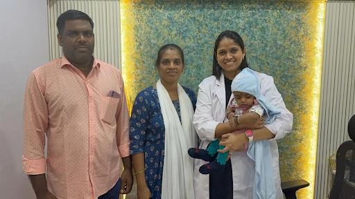 Family celebrating their new arrival