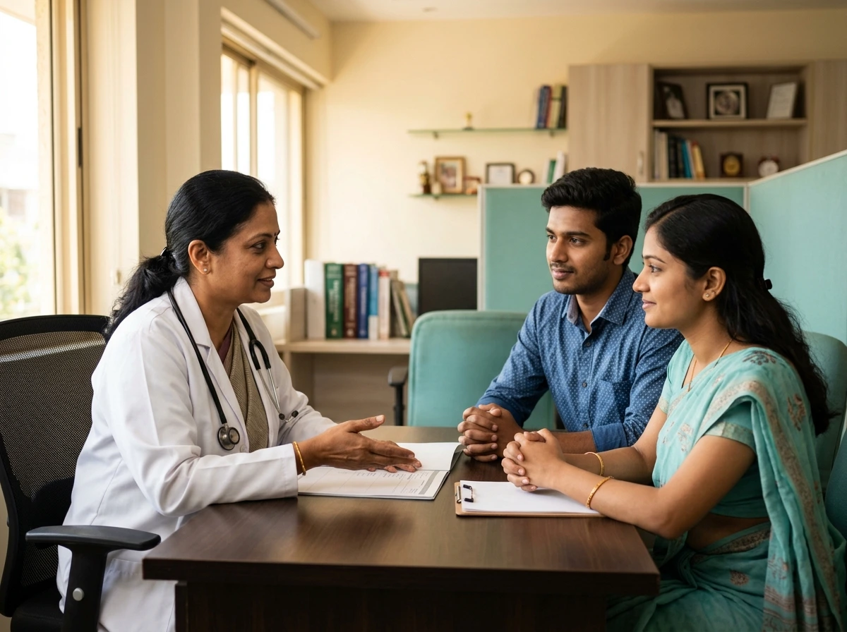 Fertility specialist discussing a gestational surrogacy arrangement with a couple at Yaal Fertility Centre
