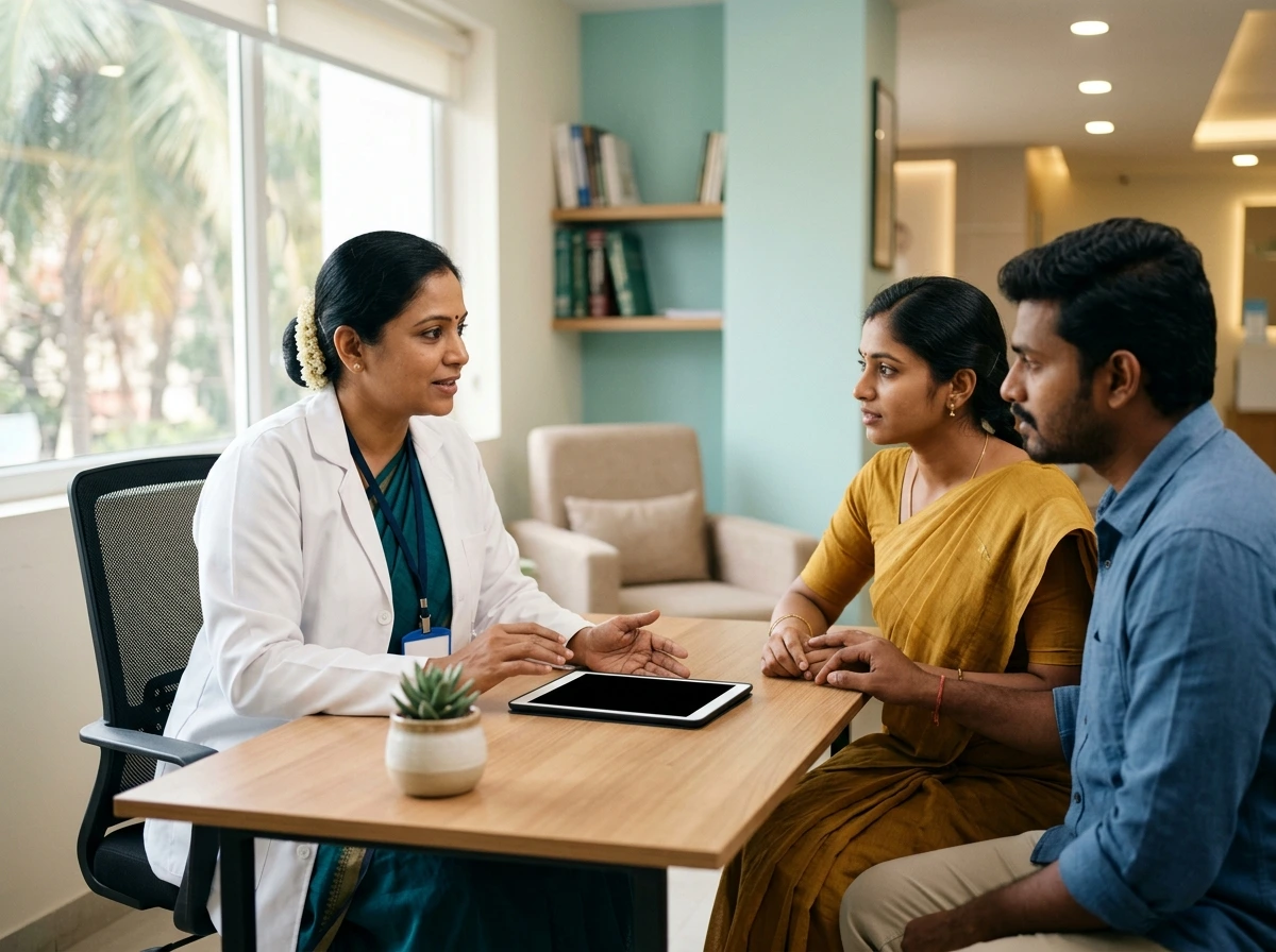 Fertility specialist consulting a couple about TESA and Micro-TESE surgical sperm retrieval at Yaal Fertility Centre